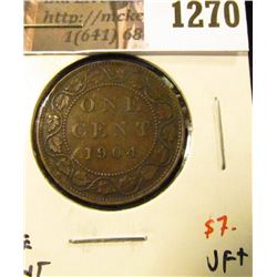 1270 . 1904 Canada One Cent, VF+, value $7