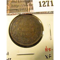 1271 . 1905 Canada One Cent, XF toned, value $15