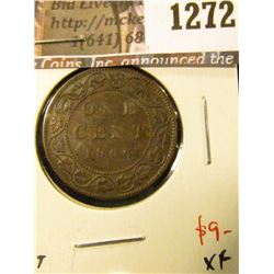 1272 . 1906 Canada One Cent, XF, value $9
