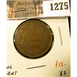 1275 . 1908 Canada One Cent, XF, value $13