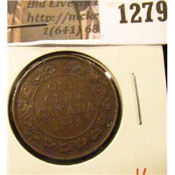 1279 . 1912 Canada One Cent, XF, value $6