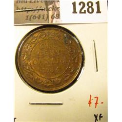 1281 . 1914 Canada One Cent, XF, value $7