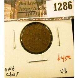 1286 . 1923 Canada One Cent, VG, KEY DATE, value $45