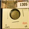 Image 1 : 1305 . 1885 large 5 Canada Five Cent Silver, VG, value $24