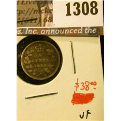 1308 . 1888 Canada Five Cent Silver, VF, value $38