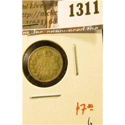 1311 . 1892 Canada Five Cent Silver, G, value $7