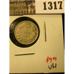 1317 . 1901 Canada Five Cent Silver, VG+, value $9