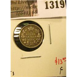 1319 . 1903 Canada Five Cent Silver, F, value $13
