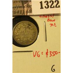 1322 . 1909 Canada Five Cent Silver, Round/Maple Leaf, Cross/Bowtie