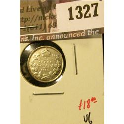 1327 . 1915 Canada Five Cent Silver, VG, value $18