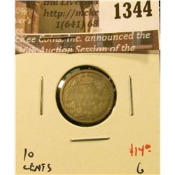 1344 . 1874H Canada Ten Cents, G, value $14