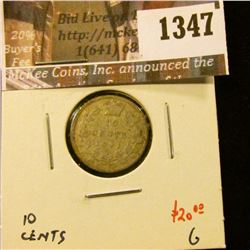 1347 . 1891 22 leaves Canada Ten Cents, G, value $20
