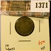 Image 1 : 1371 . 1919 Canada Ten Cents, VF, value $5