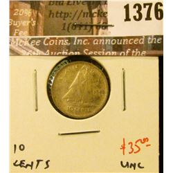 1376 . 1943 Canada Ten Cents, UNC, value $35