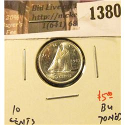 1380 . 1963 Canada Ten Cents, BU toned, value $5