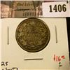 Image 1 : 1406 . 1912 Canada 25 Cents, F, value $16