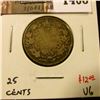 Image 1 : 1408 . 1914 Canada 25 Cents, VG, value $12