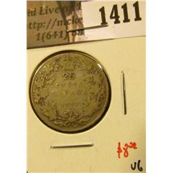 1411 . 1917 Canada 25 Cents, VG, value $8