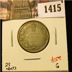 1415 . 1921 Canada 25 Cents, G, value $15