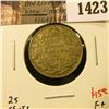 Image 1 : 1423 . 1935 Canada 25 Cents, F+, value $15
