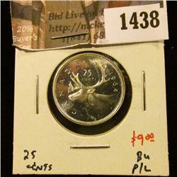 1438 . 1964 Canada 25 Cents, BU proof-like, value $9