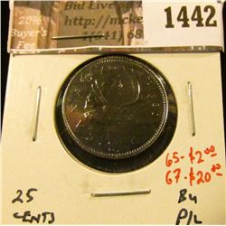 1442 . 1980 Canada 25 Cents, BU proof-like, MS 65 value $2, MS67 va