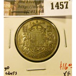 1457 . 1942 Canada 50 Cents, XF, value $16