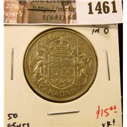 1461 . 1950 lines in 0 Canada 50 Cents, XF+ (AU), value $15+