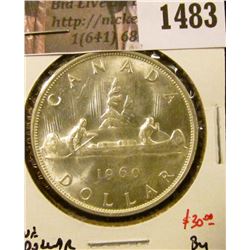 1483 . 1960 Canada Silver Dollar, BU, value $30+