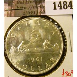 1484 . 1961 Canada Silver Dollar, BU, value $30+