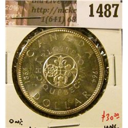 1487 . 1964 Canada Silver Dollar, BU, value $30+