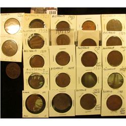 1518 . (9) Half Pennies and 14 Large Pennies from Australia, good s