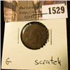 Image 1 : 1529 . 1864 Bronze Indian Head Cent, Good, scratched.
