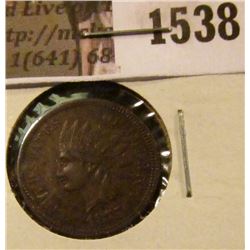1538 . 1875 Indian Head Cent, VF, reverse corrosion.