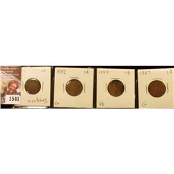 1541 . 1879 VG scratches, 1882 Good, 1883 VG, & 1887 Good Indian He