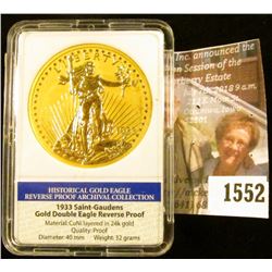 1552 . 1933 Saint-Gaudens Gold Double Eagle Reverse Proof, slabbed