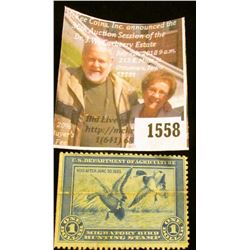 1558 . 1934 Federal Migratory Waterfowl $1 Stamp, creased, no evide