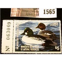 1565 . 1987 Minnesota Migratory Waterfowl $5 Stamp, full tab. Depic