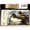 Image 1 : 1565 . 1987 Minnesota Migratory Waterfowl $5 Stamp, full tab. Depic