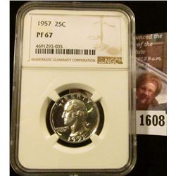 1608 . 1957 Proof Washington Quarter Graded Proof 67 By NGC