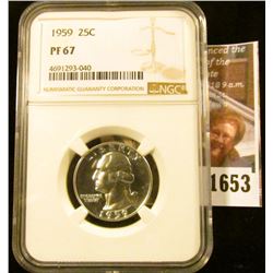 1653 . 1959 Washington Quarter Graded Proof 67 By NGC