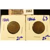 Image 1 : 1662 . 1864 and 1866 Two Cent Pieces