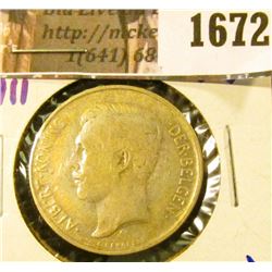 1672 . 1911 Silver Belgium Two Francs Coin With Rainbow Toning