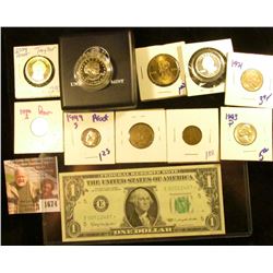 1674 . Hodgepodge Lot Includes 1999 Copy Coin Delaware State Quarte