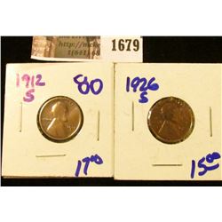 1679 . Key Dates 1912-S and 1926-S Wheat Cents