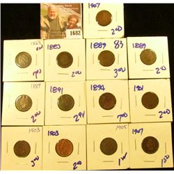 1682 . Indian Head Centlot Includes 1863 Copper Nickel, 1883, 1889,