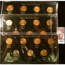 1685 . (3) Sets Of All 7 Varieties Of 1982 Memorial Cents