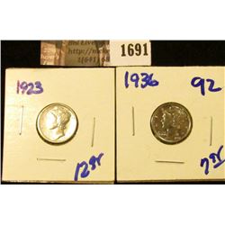 1691 . 1923 P and 1936 P Mercury Dimes