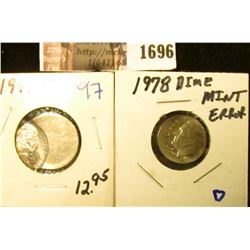 1696 . Two Error Coins Includes 1999-D Jefferson Nickel and 1978 Ro