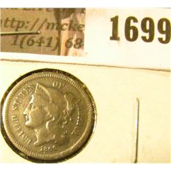 1699 . 1866 Three Cent Nickel